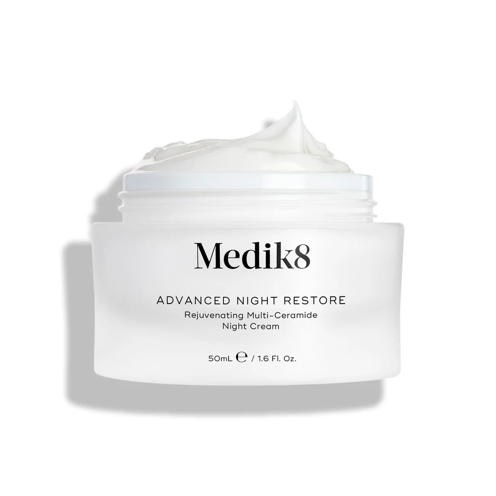 Medik8 The Night Shift Crystal Retinal 6 30ml and Advanced Night Restore 50ml shade detail