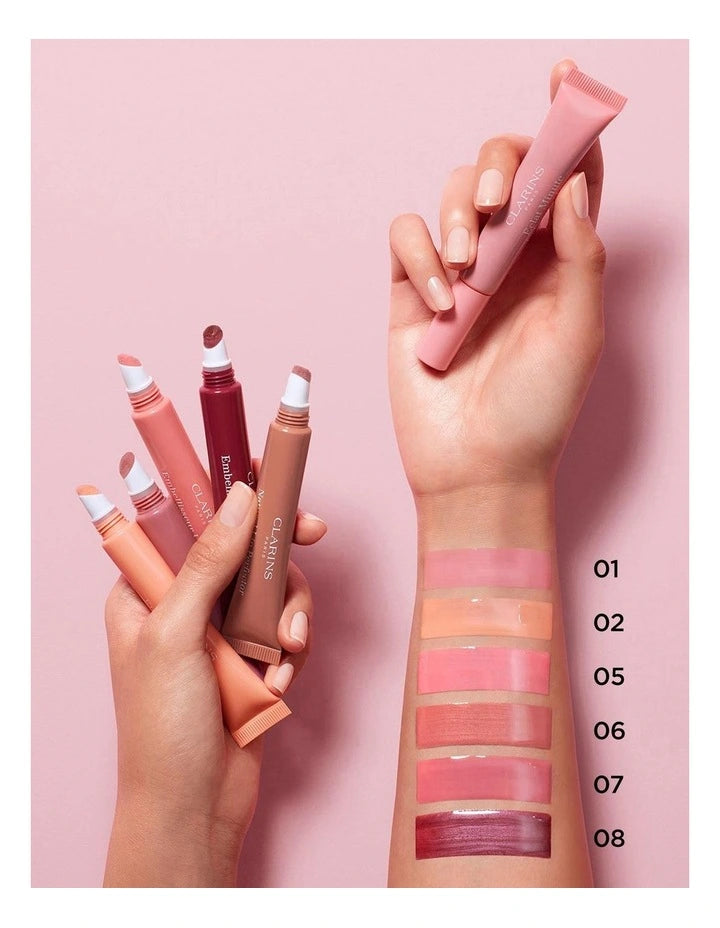 Clarins Instant Light Lip Perfector – 01 Rose Shimmer shade detail