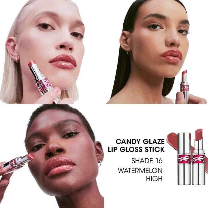 YSL Candy Glaze Lip Gloss Stick – 16 Watermelon High shade detail