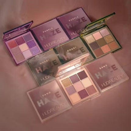 Huda Beauty Haze Obsessions Eyeshadow Palette texture and color detail
