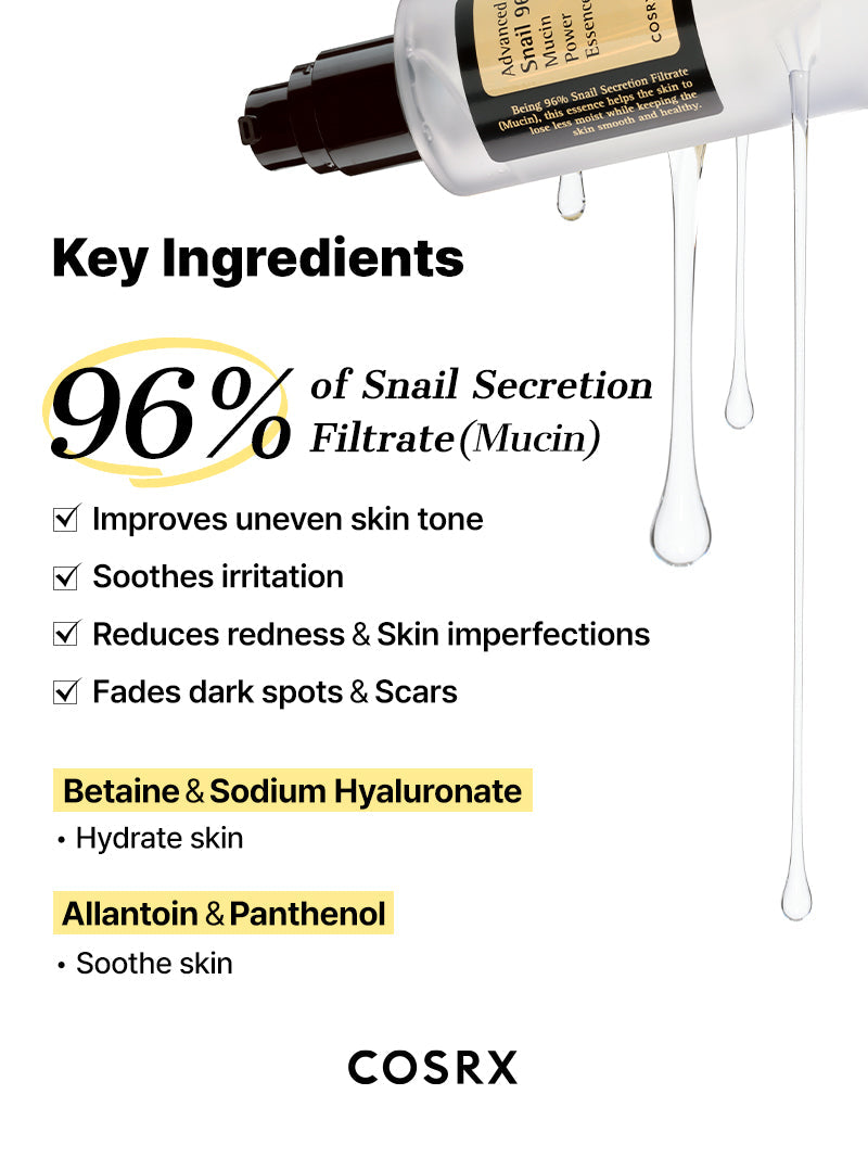 COSRX Advanced Snail 96 Mucin Power Essence - key ingredients