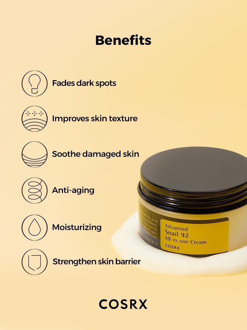 COSRX Advanced Snail 92 All in One Cream - benefits