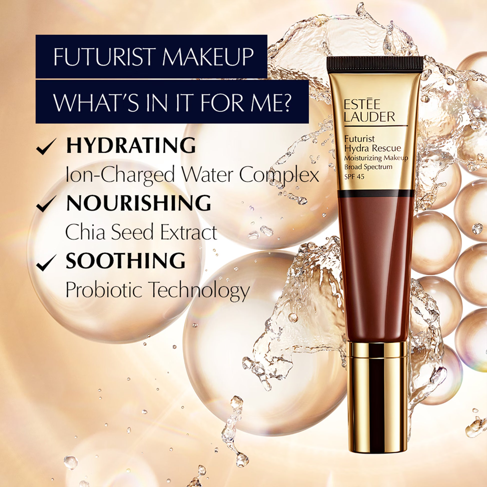 Estée Lauder Futurist Hydra Rescue Moisturizing Foundation SPF 45 – Shade 3C2 shade detail