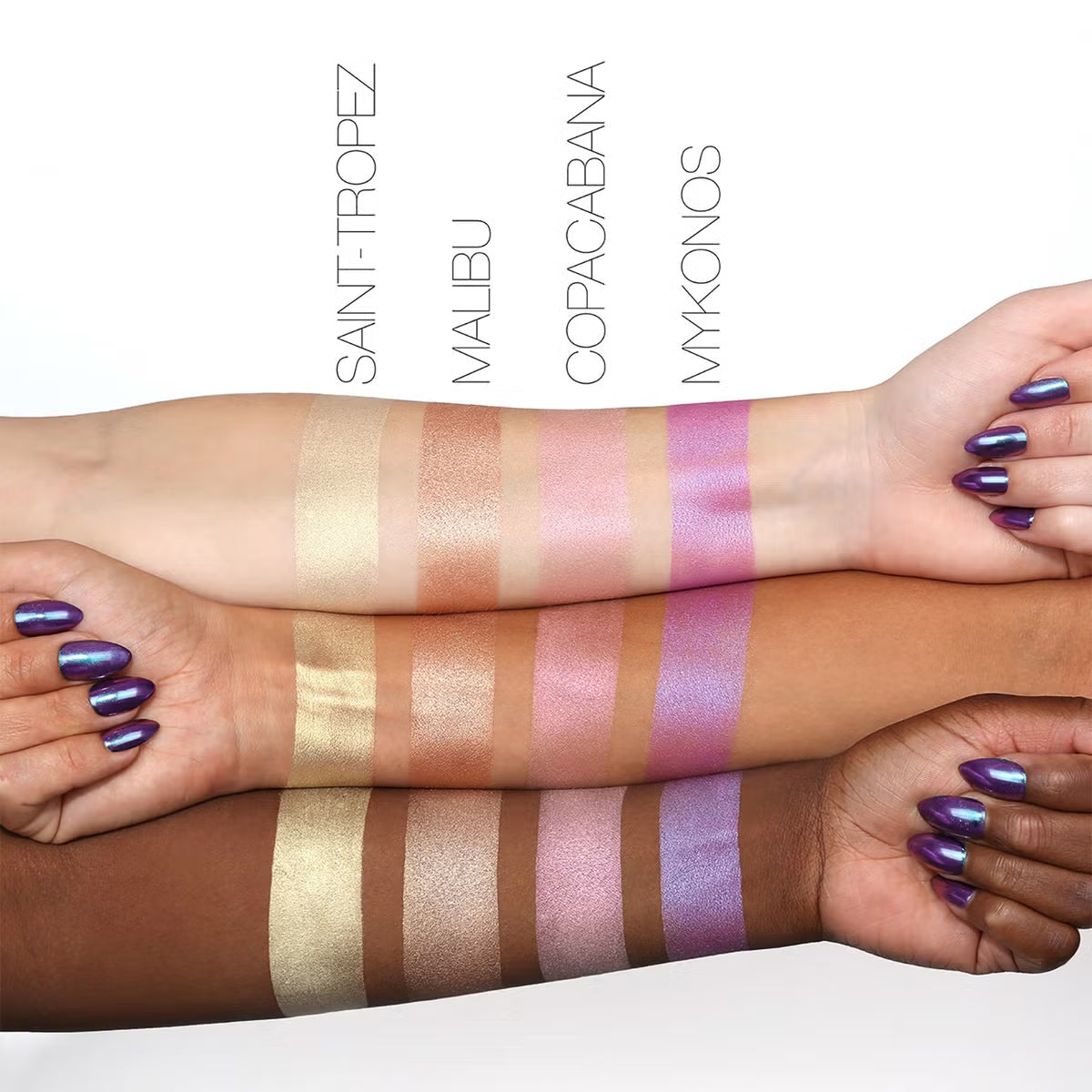 Huda Beauty Summer Solstice Highlighter Palette shade detail